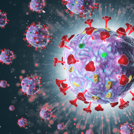 3d render of pathogenic virus organism or bacteria infecting and causing disease. Close up from...