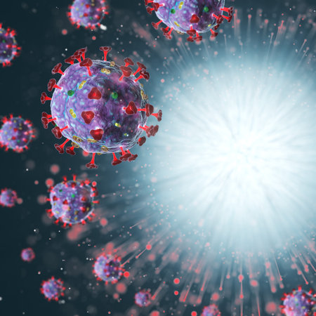 3d render of pathogenic virus organism or bacteria infecting and causing disease. Close up from...
