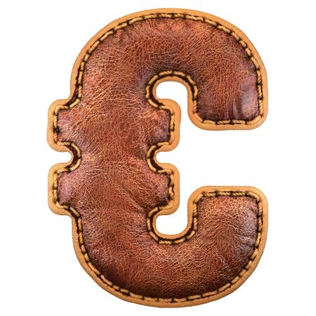 Symbol euro made of leather. 3D render font with skin texture on white background. 3d renderingの写真素材