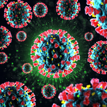 3d render of pathogenic virus organism or bacteria infecting and causing disease. Close up from...