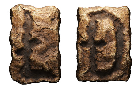 Set of rocky symbols litecoin and dashcoin. Font of stone on white background. 3d rendering