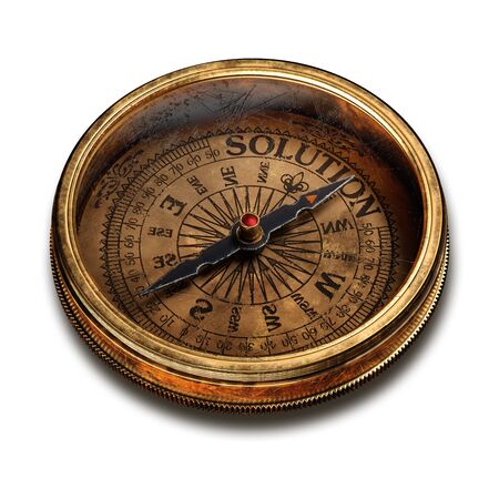 Vintage brass compass isolated on white background 3d renderingの写真素材