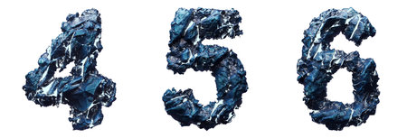 Set of numbers 4, 5, 6 made of ice isolated on white background. 3d rendering