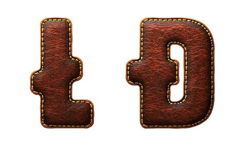 Set of symbols litecoin and dashcoin made of leather. 3D render font with skin texture isolated on white background. 3d renderingの写真素材