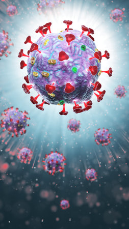 3d render of pathogenic virus organism or bacteria infecting and causing disease. Close up from...