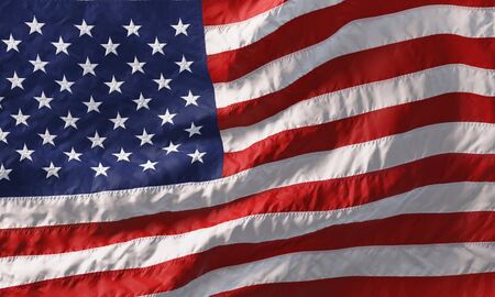 Background made of American flag waving in the wind. 3D renderingの写真素材