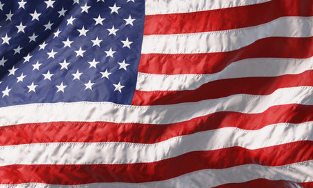 Background made of American flag waving in the wind. 3D rendering