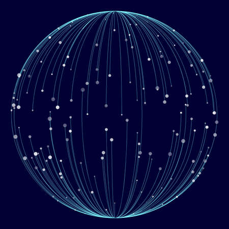 Point and curve constructed the sphere wire frame, technological abstract illustration.のイラスト素材