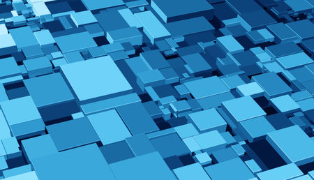 Pattern with three-dimensional cubes. Abstract mosaic of blue colors squares. Vector