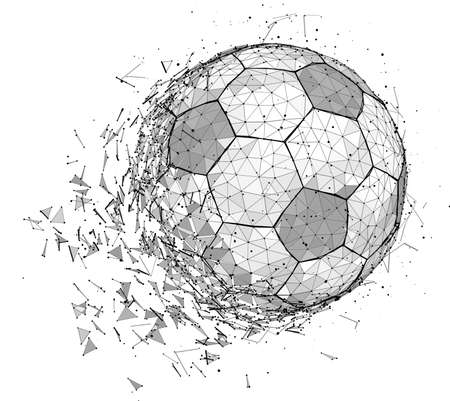 Soccer ball consisting of 3D triangles, lines, points and links. Vector illustration of EPS 10.のイラスト素材