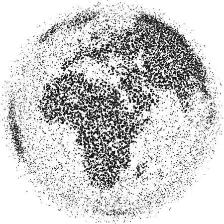 Globe shape, World map created from scattered dots. Vector illustrationのイラスト素材