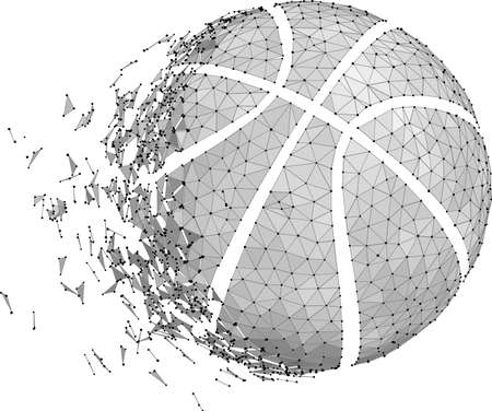 Basketball ball consisting of 3D triangles, lines, points and links. Vector illustration of EPS 10.のイラスト素材