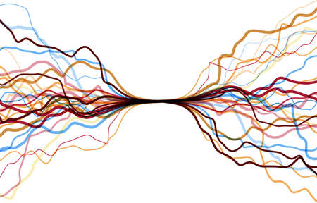 Big data visualization. Information analytics concept. Abstract stream information with line array. Filtering machine algorithms. Sorting data. Vectorのイラスト素材