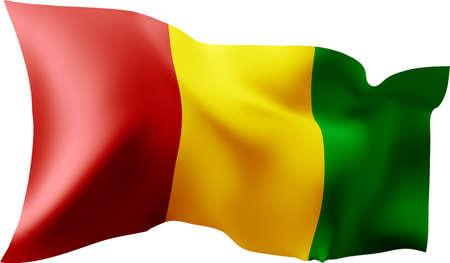 Waving flag of the Guinea. Illustration of wavy Guinea Flag. Flag on transparent background - vector illustration.のイラスト素材