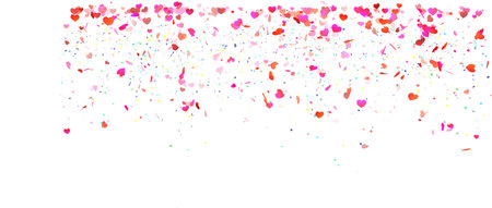Falling Red Hearts on White Background.のイラスト素材