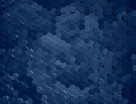 Blue abstract background with hexagons. 3D.