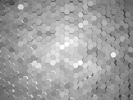 Gray abstract background with hexagons. Geometric backdrop 3D. Vector illustration with honeycomb in...