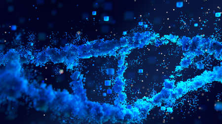 Digital abstract DNA gene helix spiral molecule structure.の写真素材