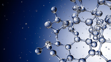 Water splash models of molecules. Selective focus