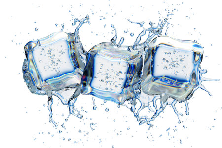 Ice Cubes In Splashing - Cold And Refreshmentの写真素材