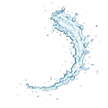 blue water splash isolated on white backgroundの写真素材