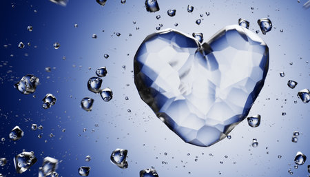 Piece of ice in the shape of a heart. Valentines Day.の写真素材