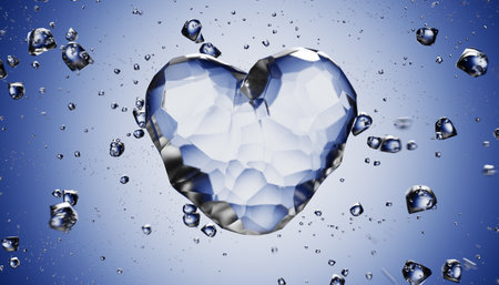 Piece of ice in the shape of a heart. Valentines Day.の写真素材