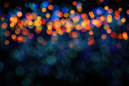 Night city street lights bokeh backgroundの写真素材