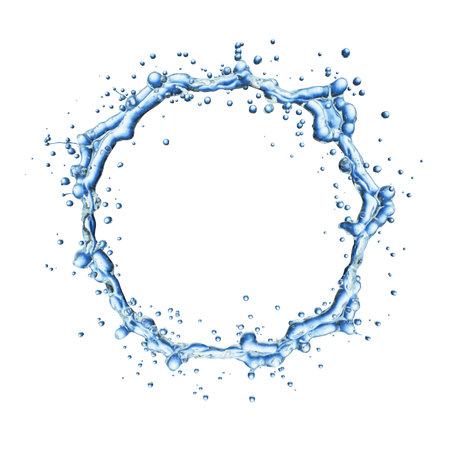 blue water splash isolated on white backgroundの写真素材