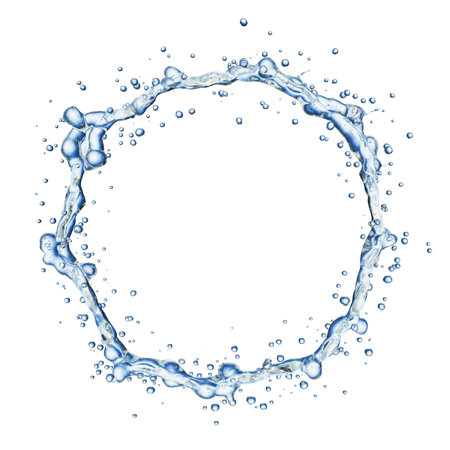 blue water splash isolated on white backgroundの写真素材