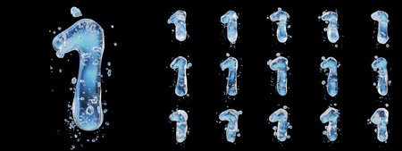 Water splashes letter isolated on white background. Abstract liquid font.の写真素材
