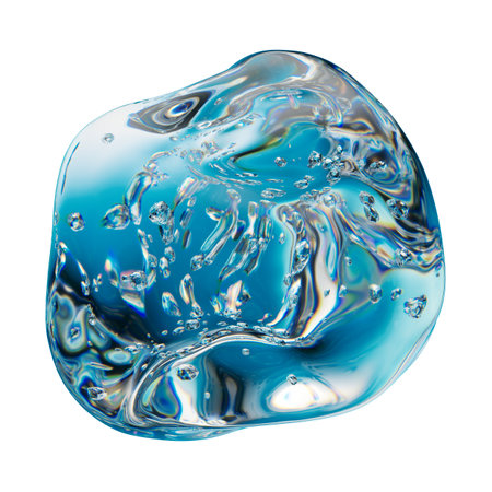 blue water splash isolated on white backgroundの写真素材