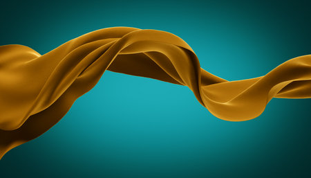 Abstract wave fabric movement dynamic olive colorの写真素材