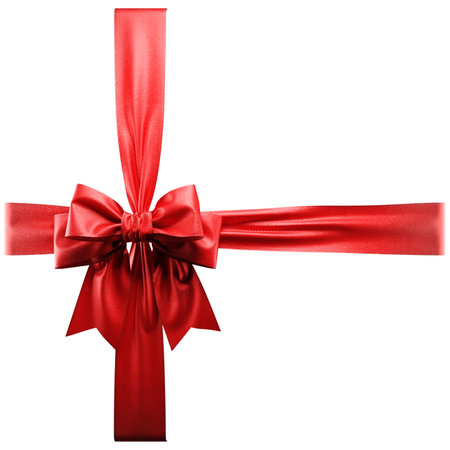Red ribbon bow on white background. 3dの写真素材