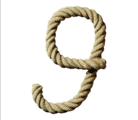 old natural fiber rope bent in the form of number 9の写真素材