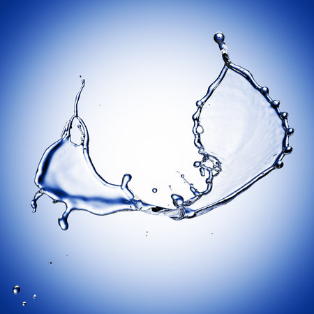 blue water splash isolated on blue backgroundの写真素材