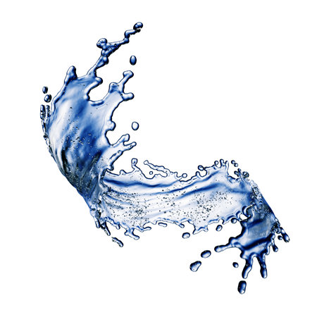 blue water splash isolated on white backgroundの写真素材