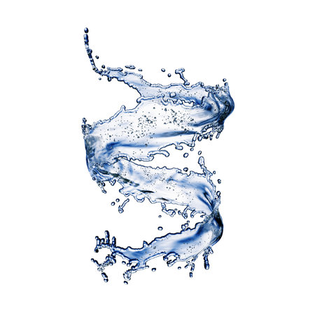 blue water splash isolated on white backgroundの写真素材