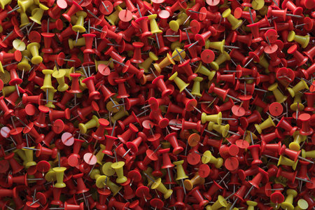 several assorted colors of plastic push pinsの写真素材