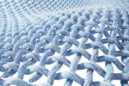 Close-up of fabric interlaced fiber.