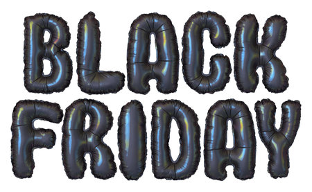 Black and red foil balloons Black Friday conceptの写真素材