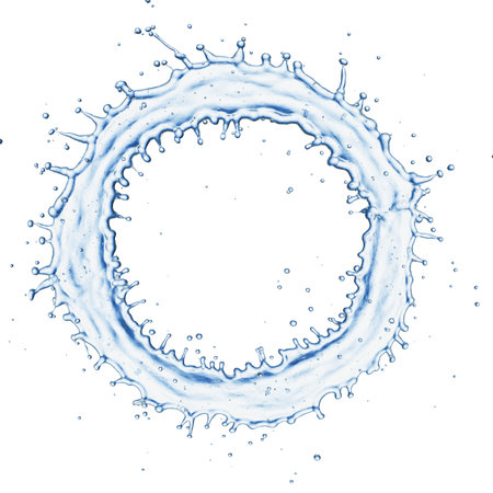 blue water splash isolated on white backgroundの写真素材