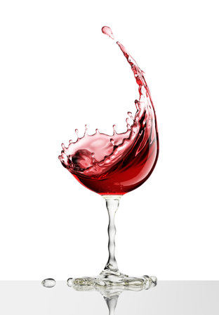 red wine glass on a isolated white background. 3d rendering. PNGの写真素材