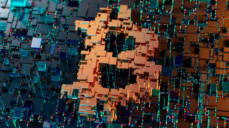 Blockchain encryption for crypto currencies bitcoin financial money records . 3D render.
