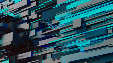 abstract image of cubes background in blue tonedの写真素材