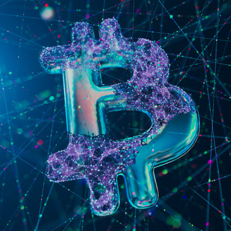 Blockchain encryption for crypto currencies bitcoin financial money records.の写真素材