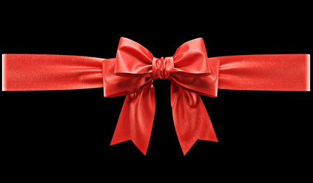 Red ribbon bow on black background. 3dの写真素材