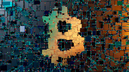 Blockchain encryption for crypto currencies bitcoin financial money records.の写真素材