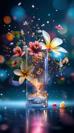 Vibrant Floral Arrangement with Bokeh Lights