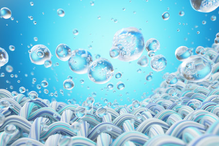 Close-up of fabric interlaced fiber with water drop.の写真素材